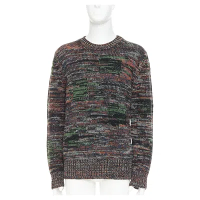 Pre-owned Bottega Veneta Speckle Grunge Beat 100% Wool Melange Knit Pullover Sweater It52 In Black