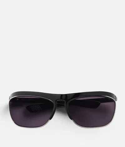 Bottega Veneta Speed Rectangular Sunglasses In Black/grey