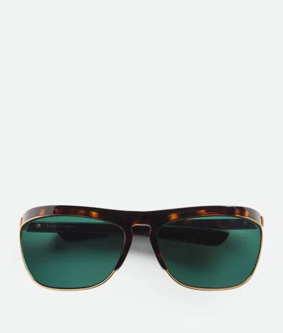 Bottega Veneta Speed Rectangular Sunglasses In Havana/green