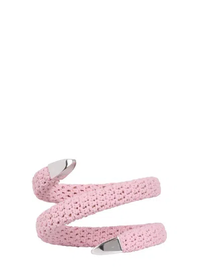 Bottega Veneta Spiral Crochet Bracelet In Pink