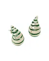 Bottega Veneta Spiral Sterling Silver Drop Earrings In Silver/green