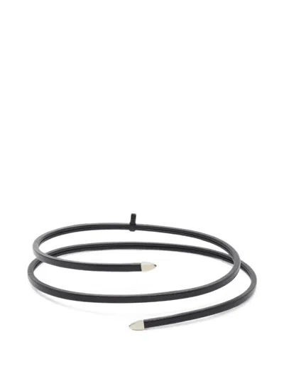 Pre-owned Bottega Veneta Spiral Wraparound Calf Leather Belt In Black