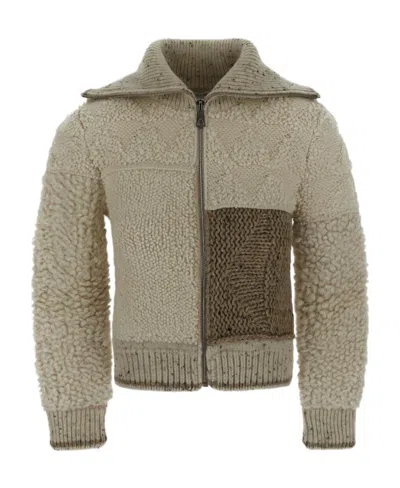 Bottega Veneta Spliced Zipper Casual Jacket In Nude