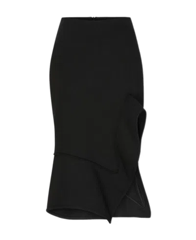 Bottega Veneta Split Detail Skirt In Black