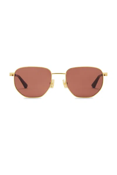 Bottega Veneta Split Sunglasses In Gold & Brown