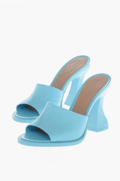 Bottega Veneta Spool Heel Cha-cha Leather Sandals 10cm In Blue
