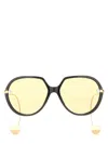 Bottega Veneta Square "drop" Sunglasses Unisex In Black