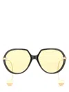 Bottega Veneta Square "drop" Sunglasses Unisex In Black