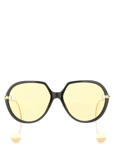 Bottega Veneta Square "drop" Sunglasses Unisex In Black