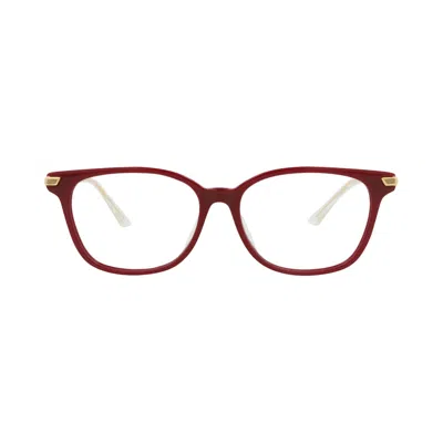 Pre-owned Bottega Veneta Square-frame Acetate Optical Frames 'burgundy Gold Transparent' | Multi-color | Women