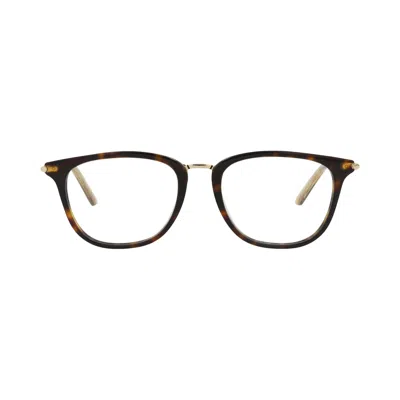 Pre-owned Bottega Veneta Square-frame Acetate Optical Frames 'havana Gold Transparent' | Multi-color | Men's S