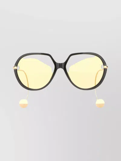Bottega Veneta Square Frame Drop Style Sunglasses In Yellow
