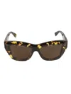 Bottega Veneta Logo Acetate Rectangle Sunglasses In Havana/brown Solid