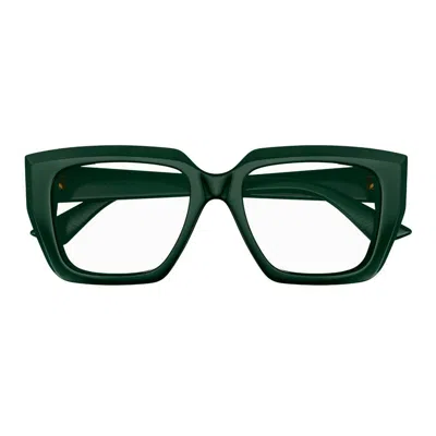 Bottega Veneta Square Frame Glasses In Green-green-transparent