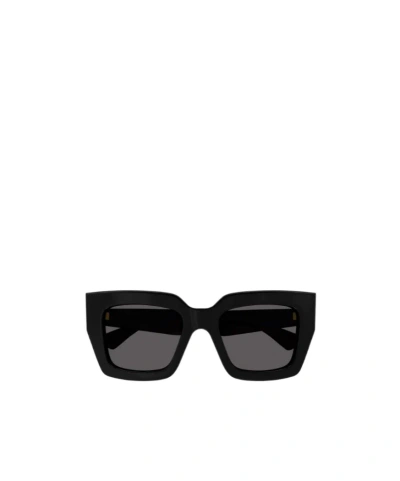 Bottega Veneta Square-frame Logo-plaque Sunglasses In Black