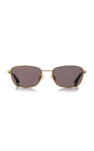 Bottega Veneta Square-frame Metal Sunglasses In Gray