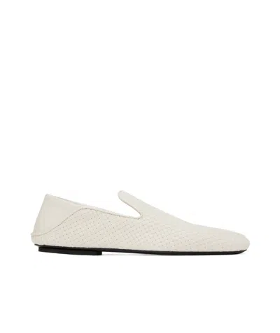 Bottega Veneta Ivory Leather Adamo Slippers In Green