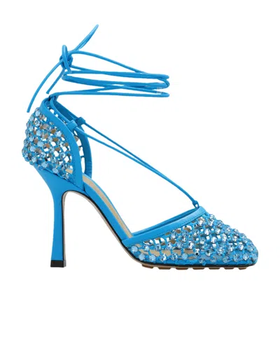Bottega Veneta Sparkle Stretch Sandals In Blue