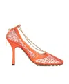 Bottega Veneta Orange Mesh Stretch Pumps In Multicolor
