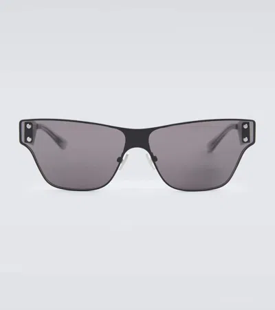 Bottega Veneta Square Metal Sunglasses In Black-black-grey