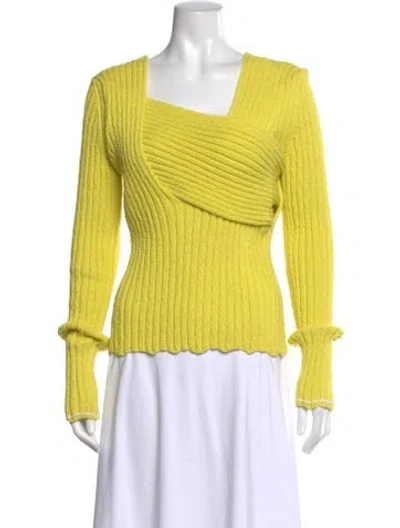 Pre-owned Bottega Veneta Square Neckline Long Sleeve Top In Yellow