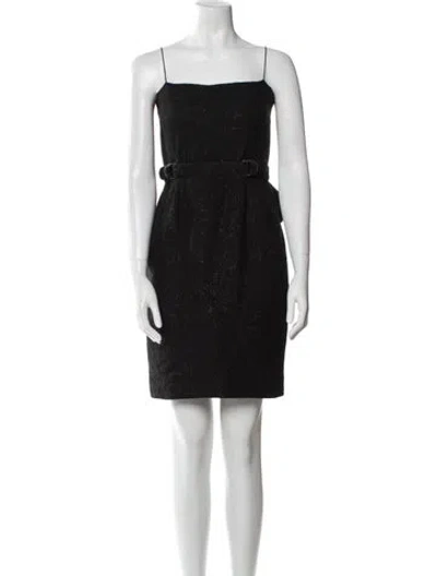 Pre-owned Bottega Veneta Square Neckline Mini Dress In Black