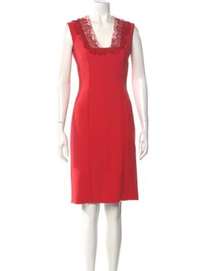 Pre-owned Bottega Veneta Square Neckline Mini Dress In Red