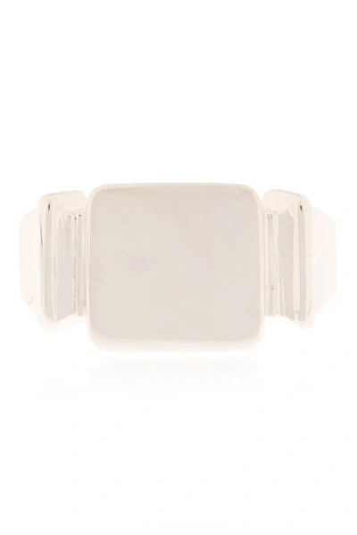 Bottega Veneta Square Shaped Ring In Silver