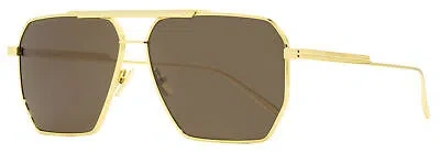 Pre-owned Bottega Veneta Square Sunglasses Bv1012s 003 Gold 60mm 1012 In Brown