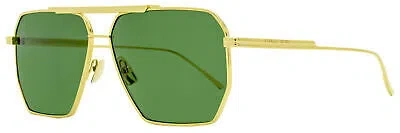 Pre-owned Bottega Veneta Square Sunglasses Bv1012s 004 Gold 60mm 1012 In Green