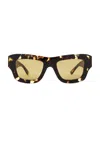 Bottega Veneta Square Sunglasses In Havana & Brown
