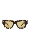 Bottega Veneta Square Sunglasses In Havana & Brown