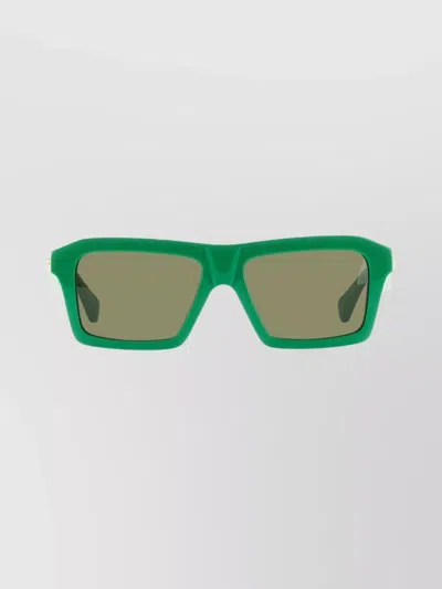 Bottega Veneta Square Sunglasses With Rectangular Frame And Gold Detail In Green