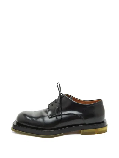 Pre-owned Bottega Veneta Square Toe Derby Shoes In Black