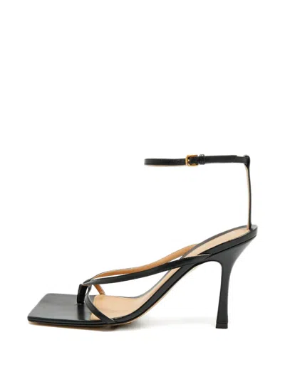 Pre-owned Bottega Veneta Square-toe High Sandals In Black