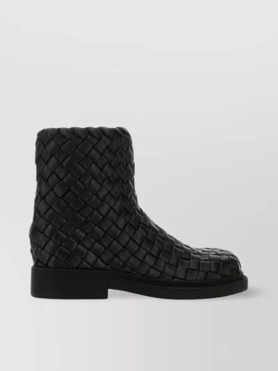 Bottega Veneta Square Toe Leather Ankle Boots