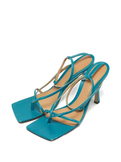 Pre-owned Bottega Veneta Square-toe Leather Sandals In Blue