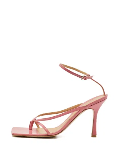 Pre-owned Bottega Veneta Square-toe Leather Sandals In Pink