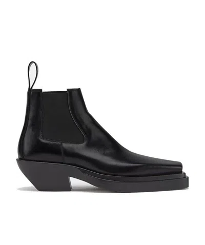 Bottega Veneta Square-toed Ankle Boots In Black