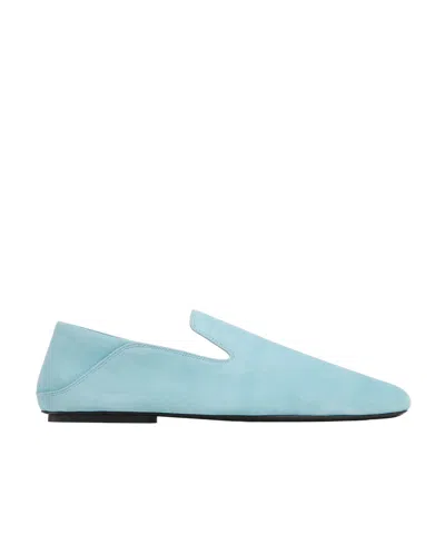 Bottega Veneta Square-toed Flats In Pale Blue