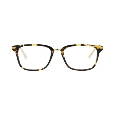 Pre-owned Bottega Veneta Square-frame Acetate Optical Frames 'havana Gold Transparent' | Multi-color | Men's S In Multicolor