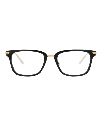 Pre-owned Bottega Veneta Squareframe Acetate Optical Frames In Black Gold Transparent (bv1075oa/30009058/001)