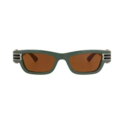 Pre-owned Bottega Veneta Square-frame Injection Sunglasses 'green/black/copper' | Men's Size Onesize