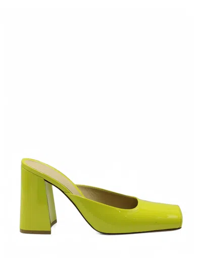 Pre-owned Bottega Veneta Square-toe Block-heel Mules In Green