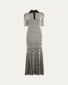 Bottega Veneta Squiggly Stripe Long Polo Wool Dress In Dusk