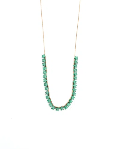 Pre-owned Bottega Veneta Star Long Silver Necklace In Green