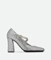 Bottega Veneta Intrecciato Metallic Leather Pumps In Silver