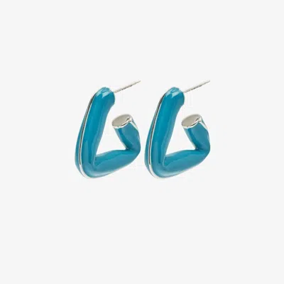 Bottega Veneta Sterling Silver Fold Hoop Earrings In Blue