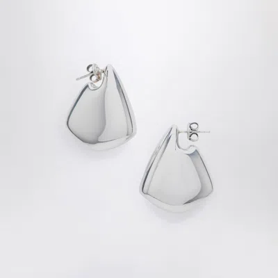 Bottega Veneta Sterling Silver Small Fin Earrings In Metallic