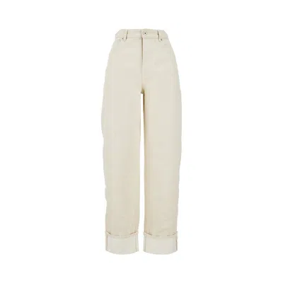 Bottega Veneta Stone Washed Jeans With Cuffs In White